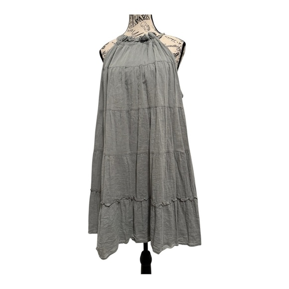 Listicle Gray Asymmetrical Tiered Sundress L Large (stain on inner) - Picture 1 of 14